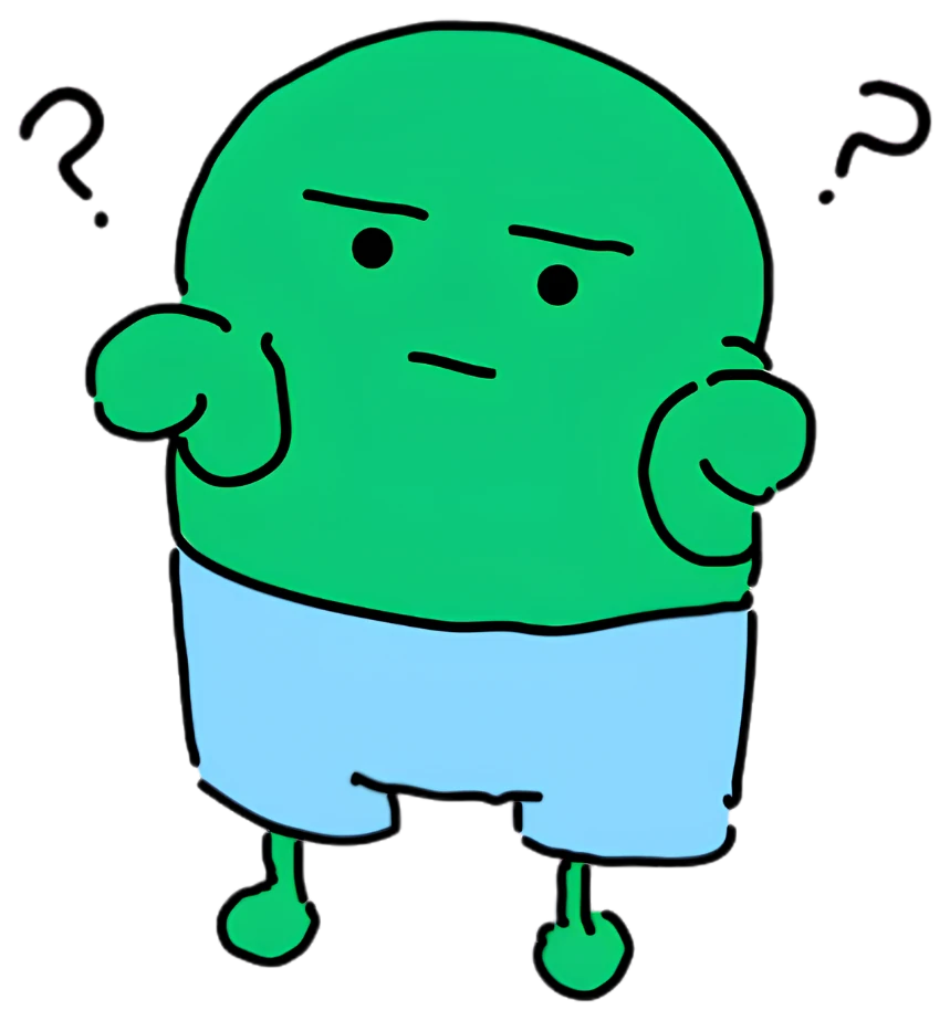 Zig with fists up and question marks floating around his head, confused expression